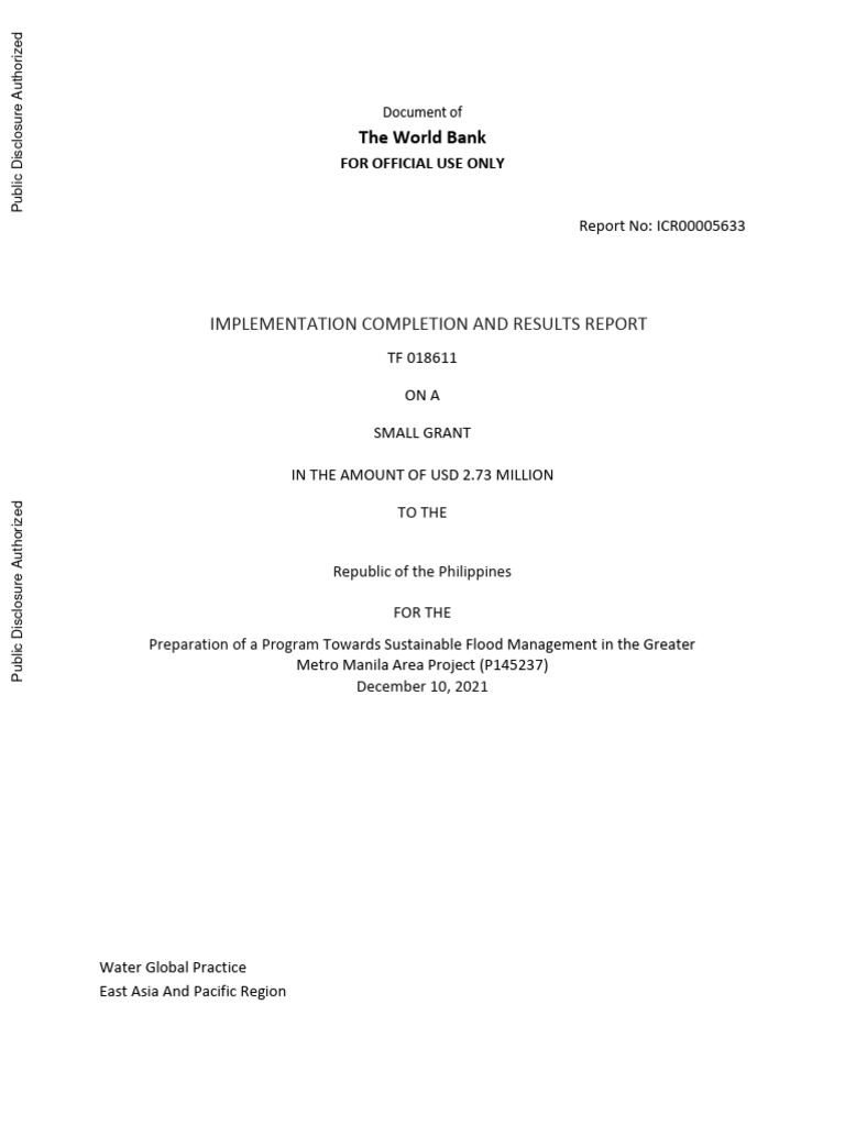 Implementation 0 A 0 Project 000 P145237 | PDF | Flood | Flood Control