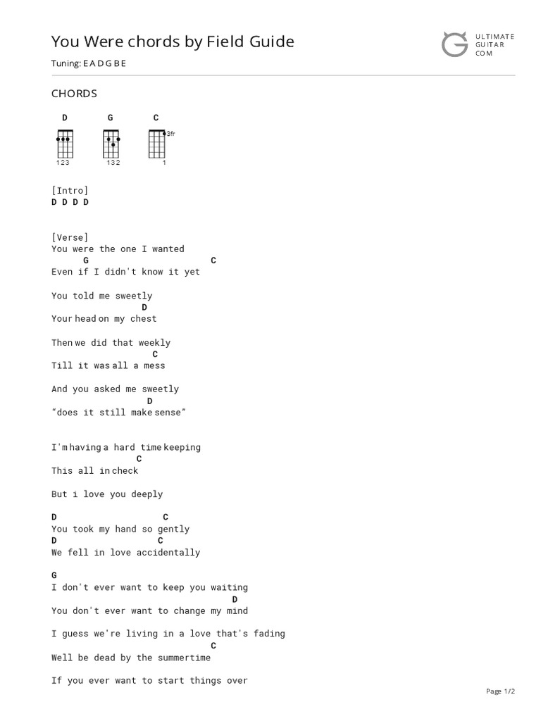 You Were Chords by Field Guidetabs Ultimate Guitar Archive PDF