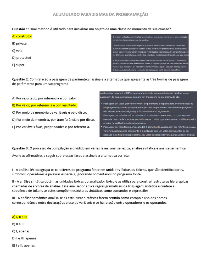 APANHADO - Paradigmas de Linguagem | PDF | Linguagem de programação ...
