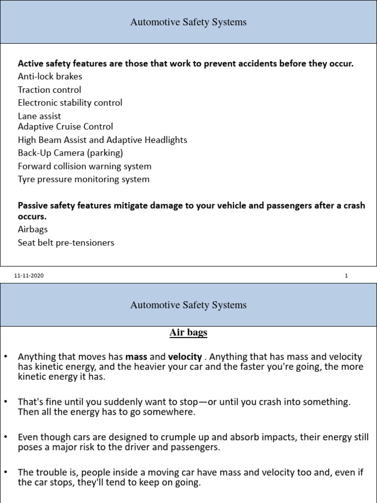 Overview of Automotive Safety Systems | PDF | Airbag | Transport Economics