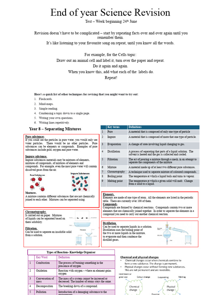 End of Year Science Revision KO Booklet | PDF | Cellular Respiration ...