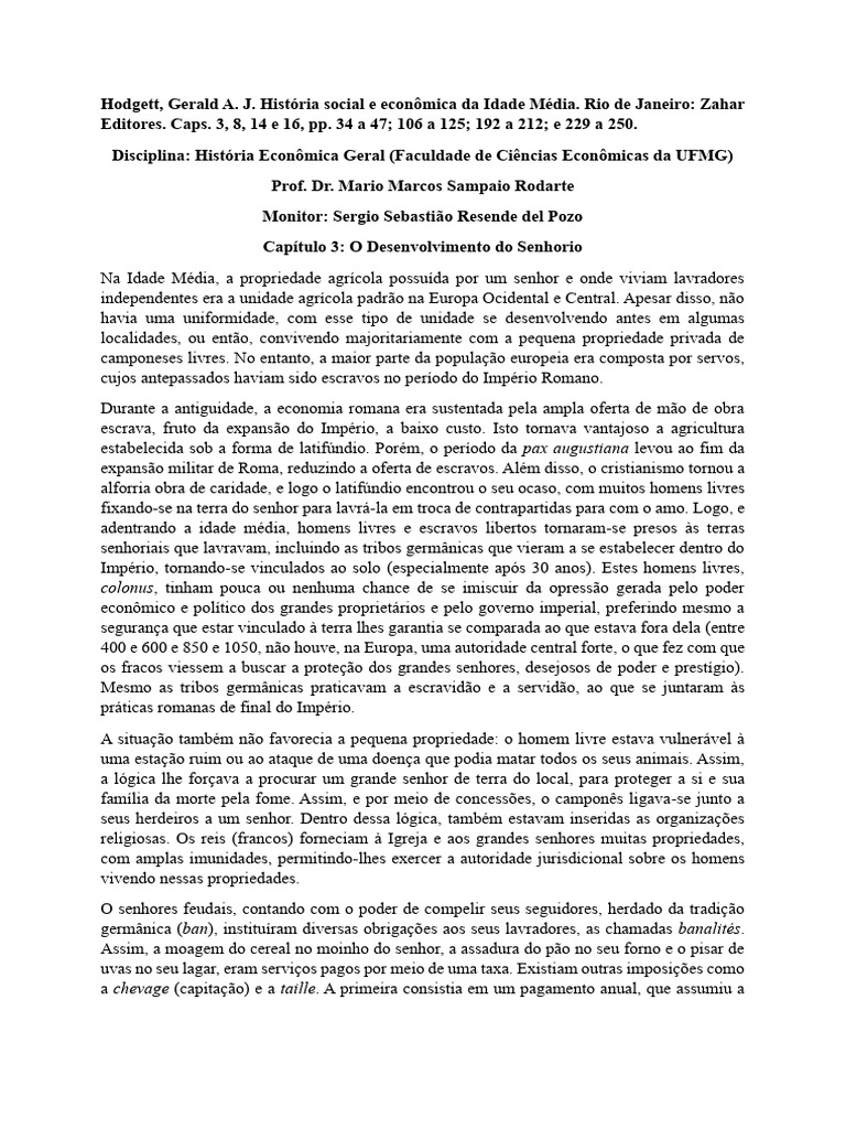 Estrutura do Feudo Medieval | PDF | Economia | Feudalismo