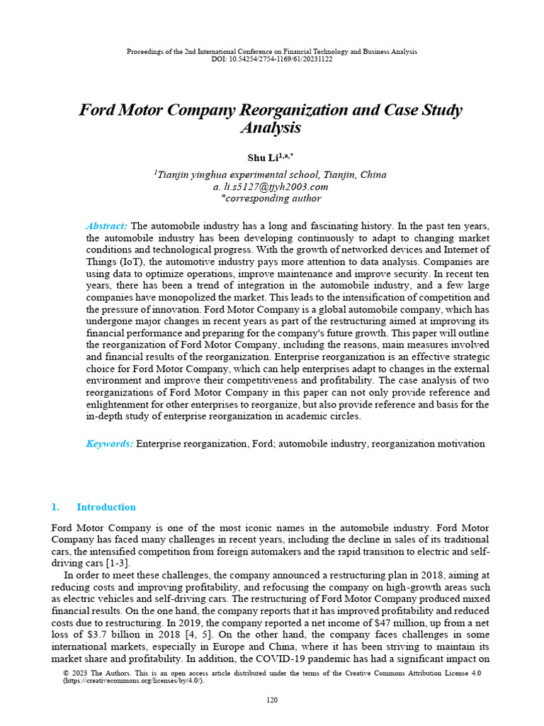 Ford Motor Company Reorganization Analysis | PDF | Ford Motor Company ...