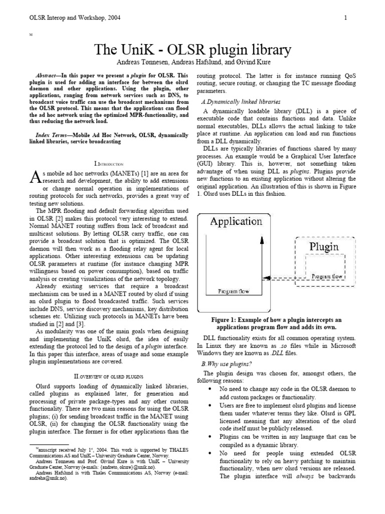 OLSR Plugin Interface Guide | PDF | Pointer (Computer Programming ...