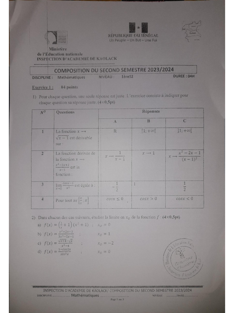 Compo Maths 1s2 IA KL | PDF