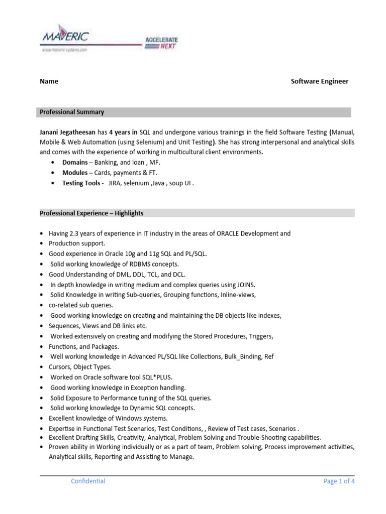 Software Engineer with SQL & Testing Expertise | PDF | Pl/Sql | Sql