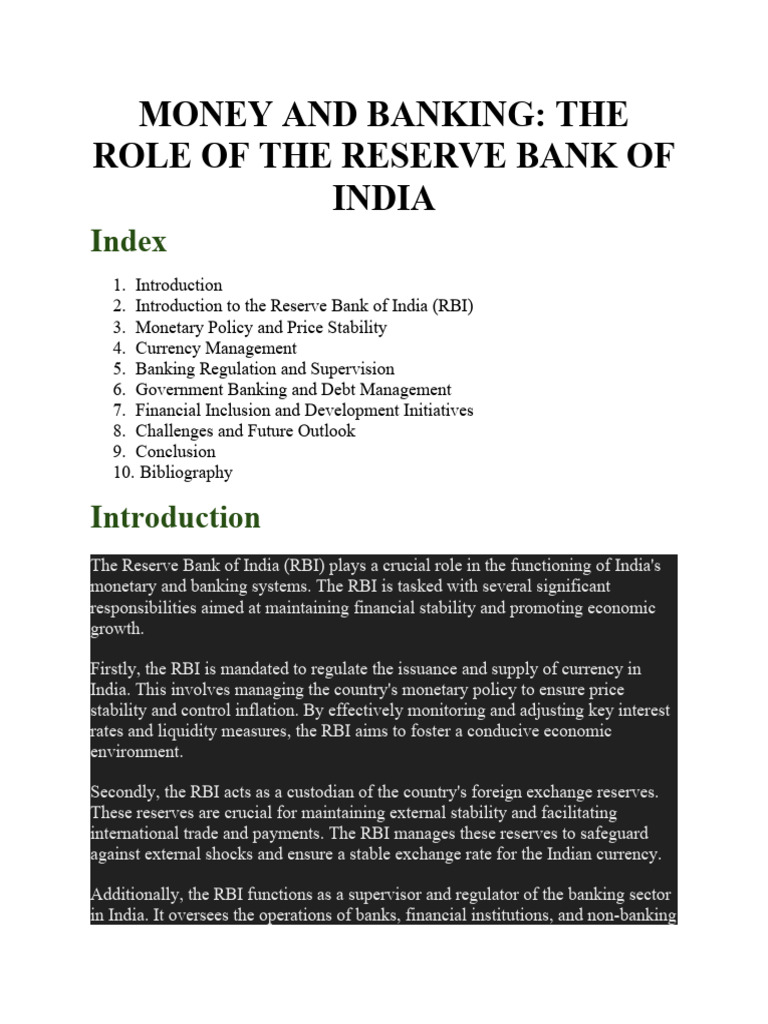 Money And Banking Download Free Pdf Reserve Bank Of India