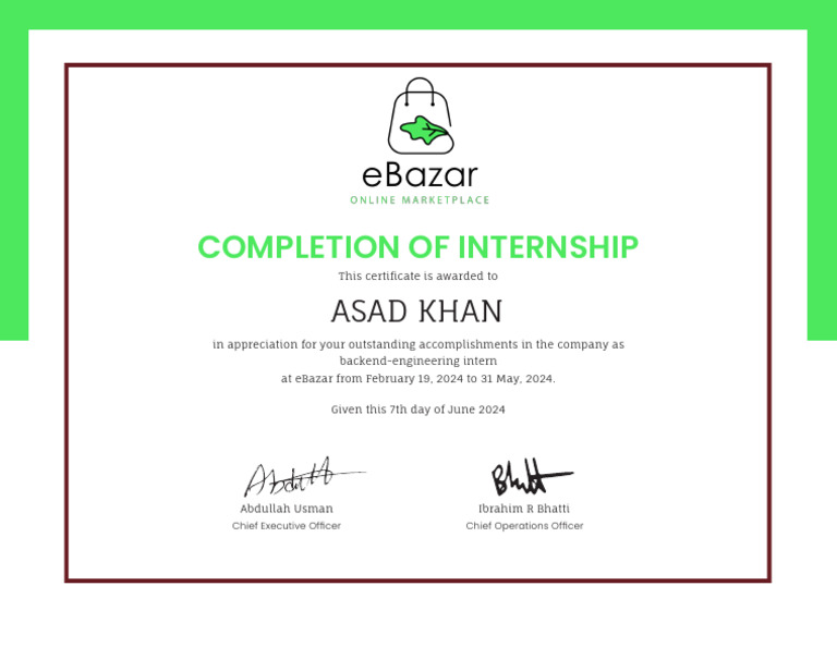 Backend Internship Certificate | PDF