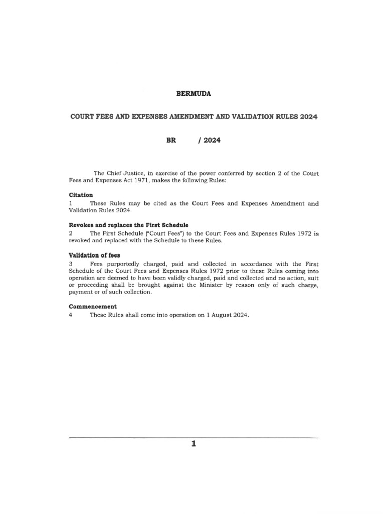 Court Fees and Expenses Amendment and Validation Rules 2024 PDF