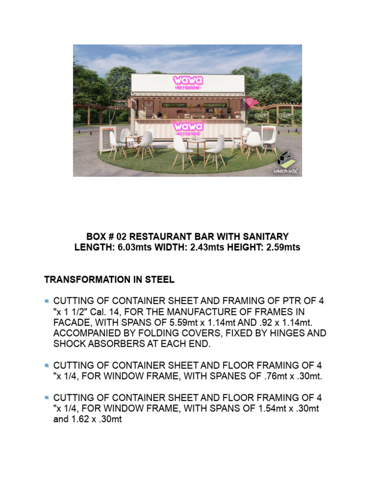 Box 02 Restaurant Bar With Sanitary PDF | PDF | Window | Polyvinyl Chloride