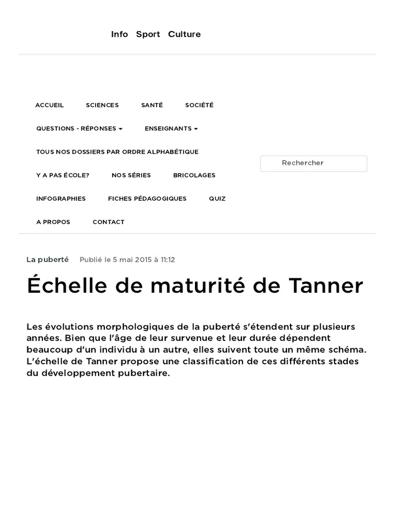 Classification des stades de Tanner | PDF | Puberté | Système ...