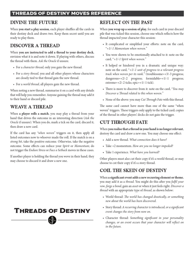 Threads of Destiny Game Guide | PDF | Psychology
