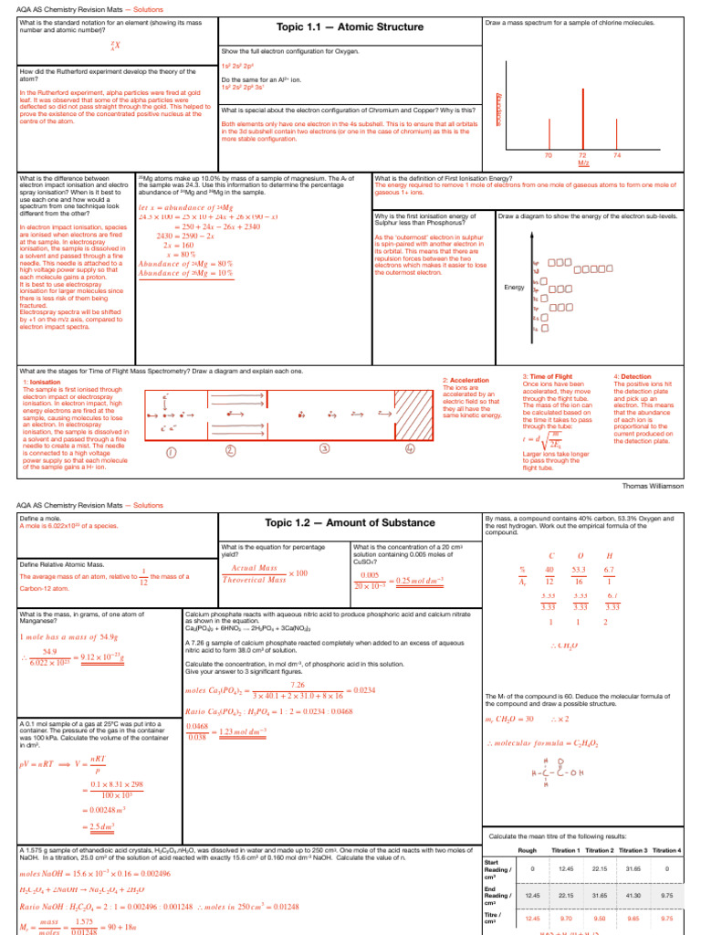 AQA AS Chemistry Revision Guide | PDF | Chemical Equilibrium | Redox