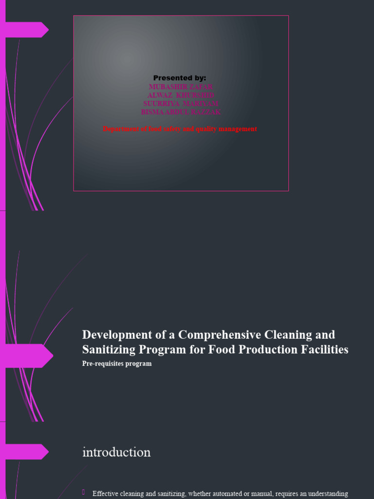 Development of A Comprehensive Cleaning and Sanitizing Program (1) - 1 ...