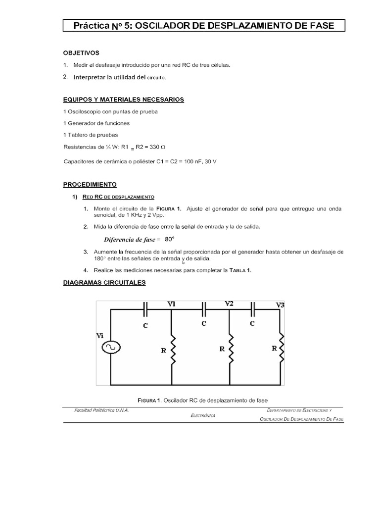 Práctica 4 Oscilador RC de Desplazamiento de Fase PDF