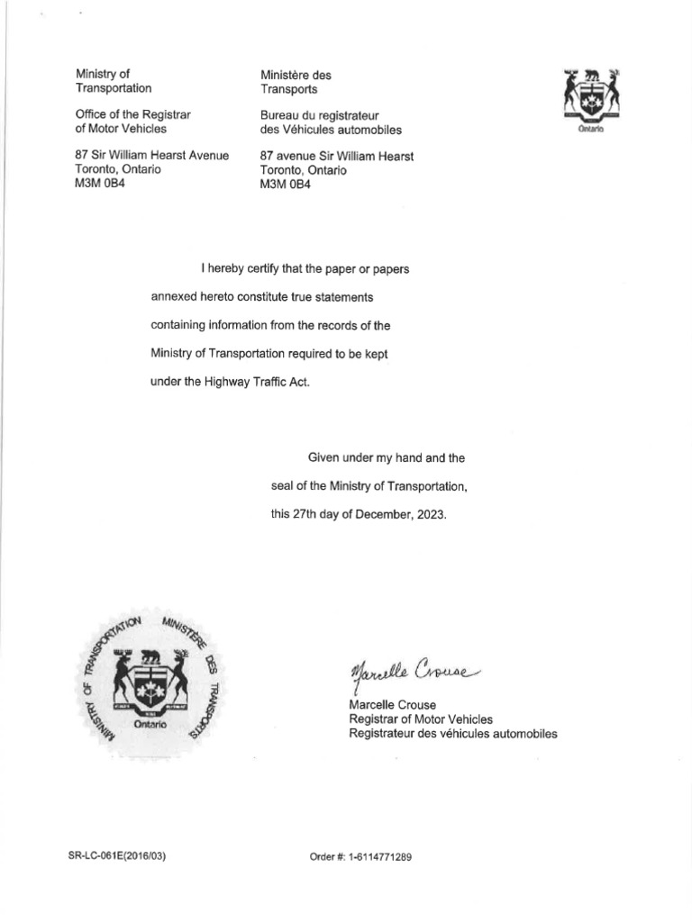 CVOR Abstract for Ontario Drivers | PDF | Véhicules