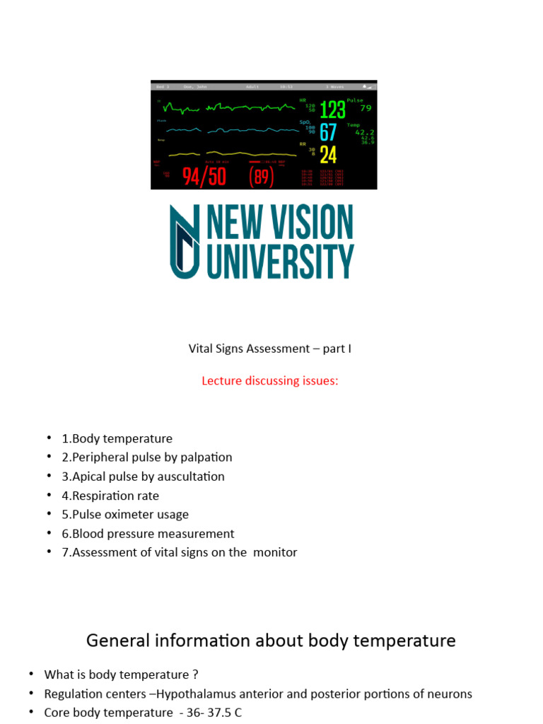 Vital Signs Assessment Overview | PDF | Blood Pressure | Pulse