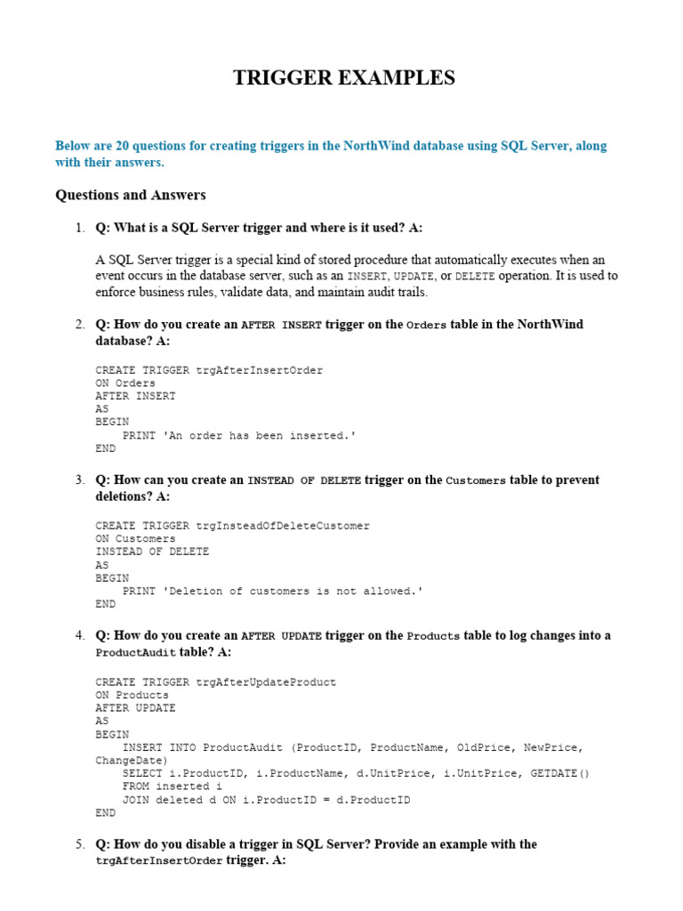Creating Triggers in The NorthWind | PDF | Computing | Computer Data