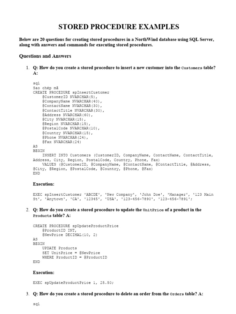 Create stored procedures in the northwind pdf sql computer