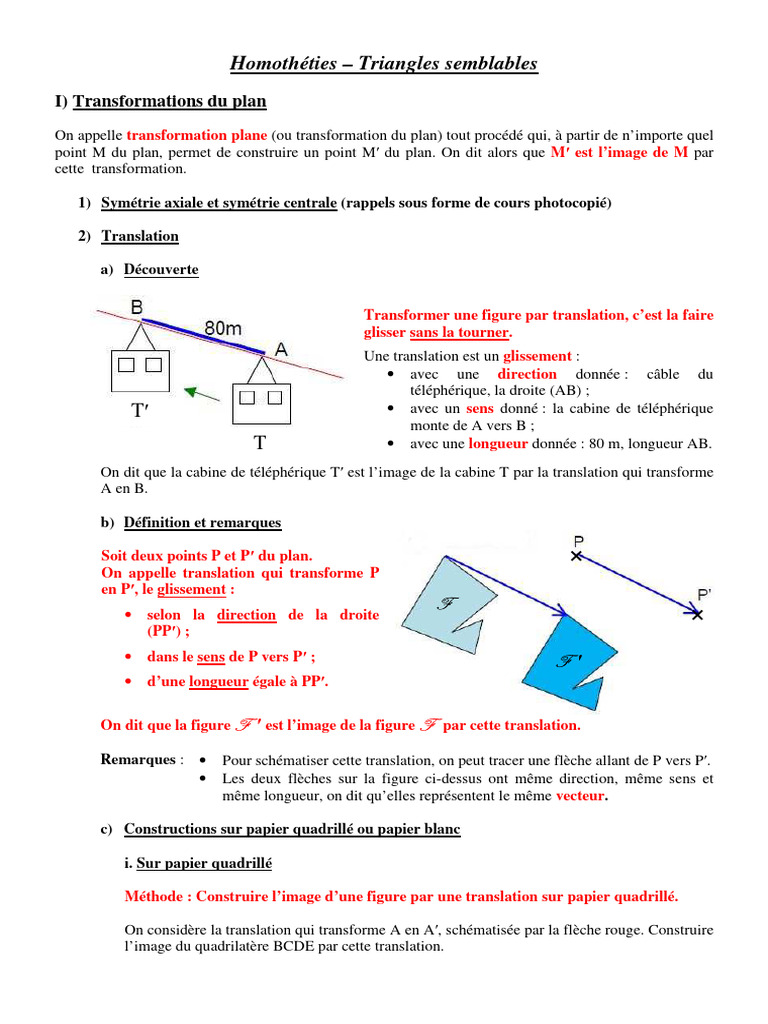 Cours - Homothéties - Triangles Semblables | PDF | Triangle | Angle