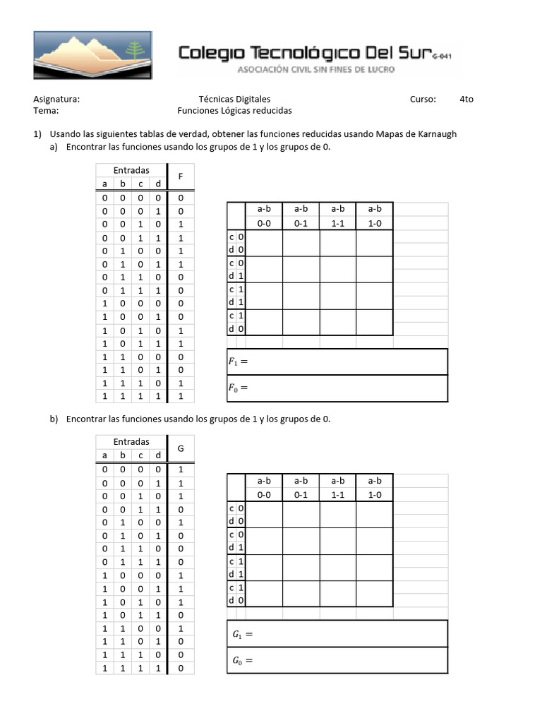 Funciones Lógicas Reducidas en K-map | PDF | Álgebra de Boole ...