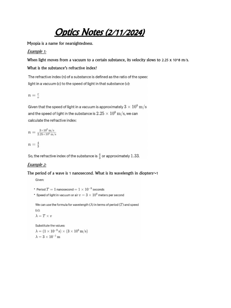 Farsightedness and Optical Principles | PDF | Wellness | Science ...