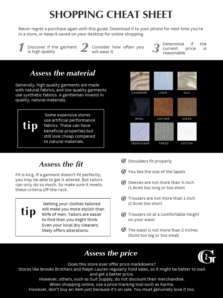 Gent Z's Shopping Cheat Sheet | PDF | Clothing | Style