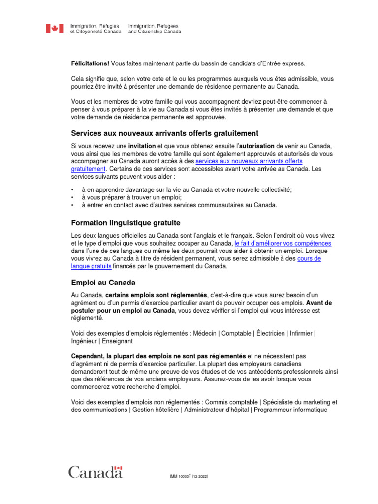 Services pour nouveaux immigrants au Canada | PDF | Canada