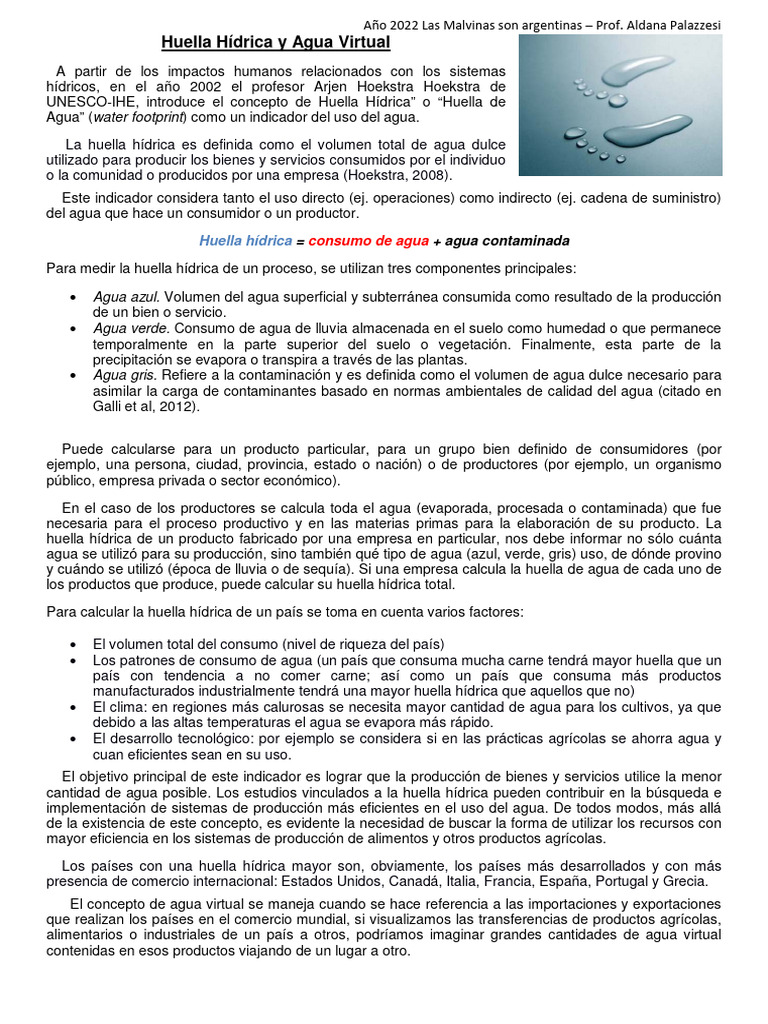 Huella Hidrica y Agua Virtual | PDF | Agua | Ciencias de la Tierra