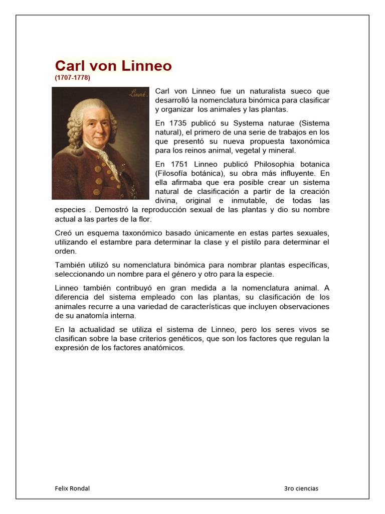 Linnaeus y la Nomenclatura Binómica | PDF
