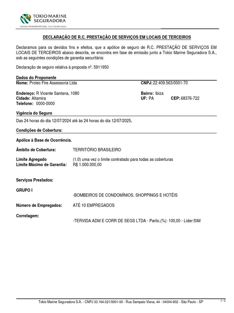 Certificado 2024 tokio marine rc prestacao de servico protec fire