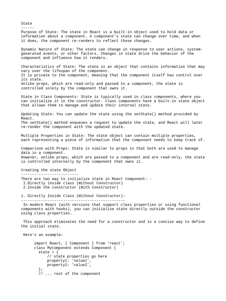 React State | Download Free PDF | Method (Computer Programming) | Class ...
