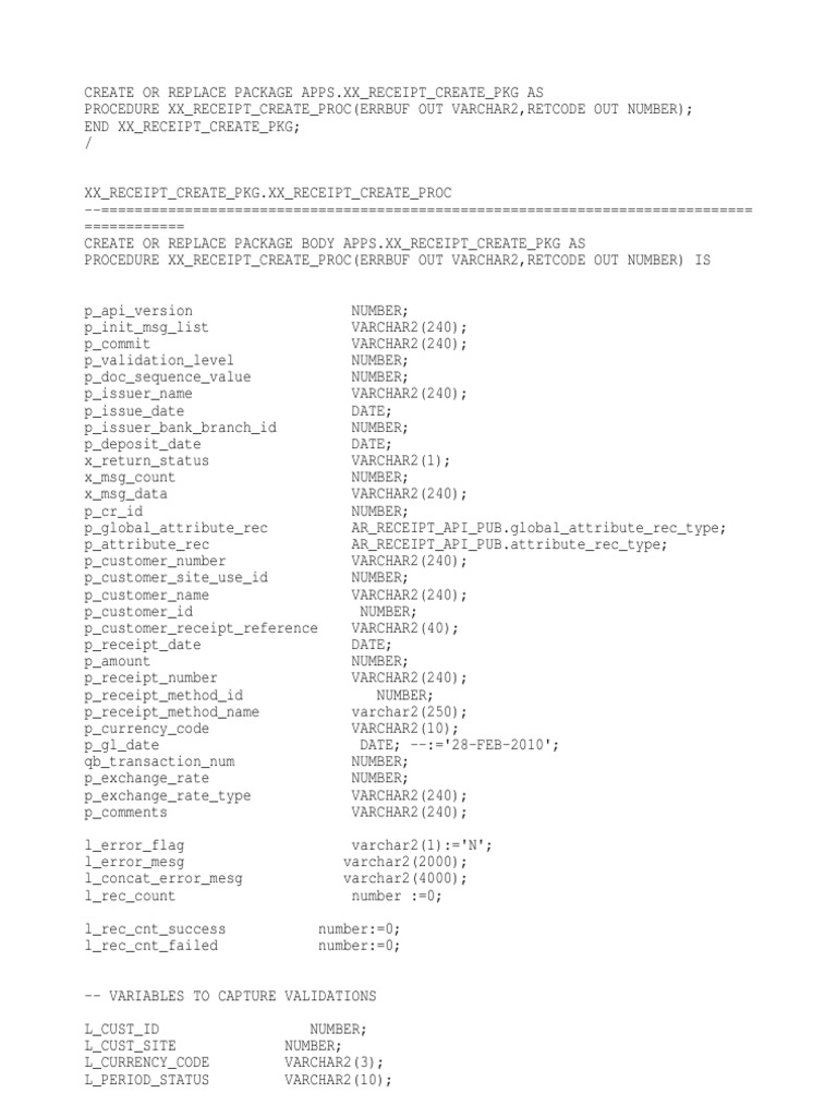Receipts Migration Oracle Apps | PDF | Method (Computer Programming ...