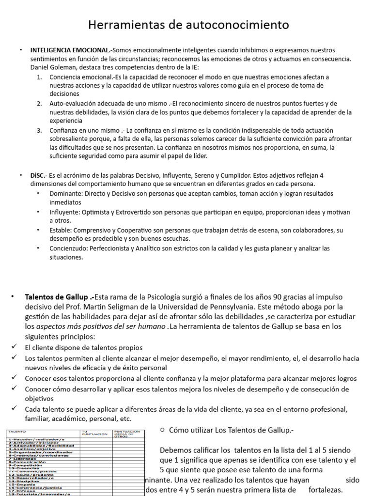 Herramientas De Autoconocimiento Pdf Las Emociones Inteligencia