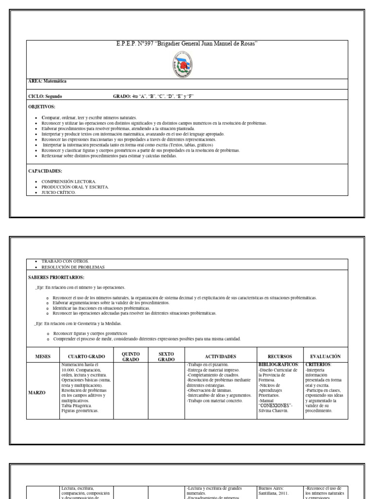 Matemáticas para 4to Grado: Contenidos y Actividades | PDF ...