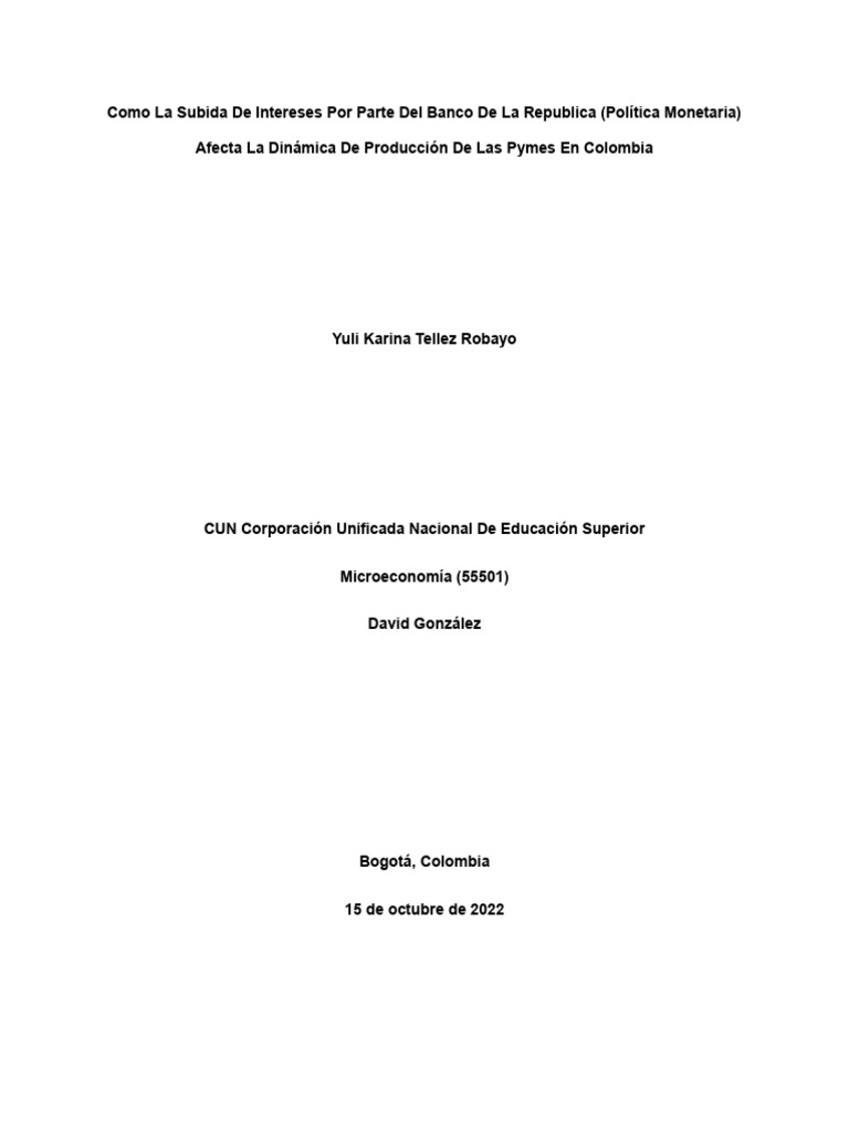 Impacto de la Tasa de Interés en PYMES | PDF | Inflación | Interés