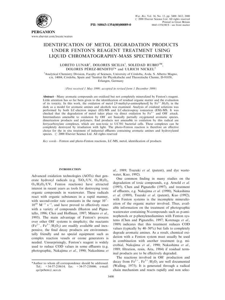 Identification of Metol Degradation Prod | PDF | Hydrogen Peroxide | Acid