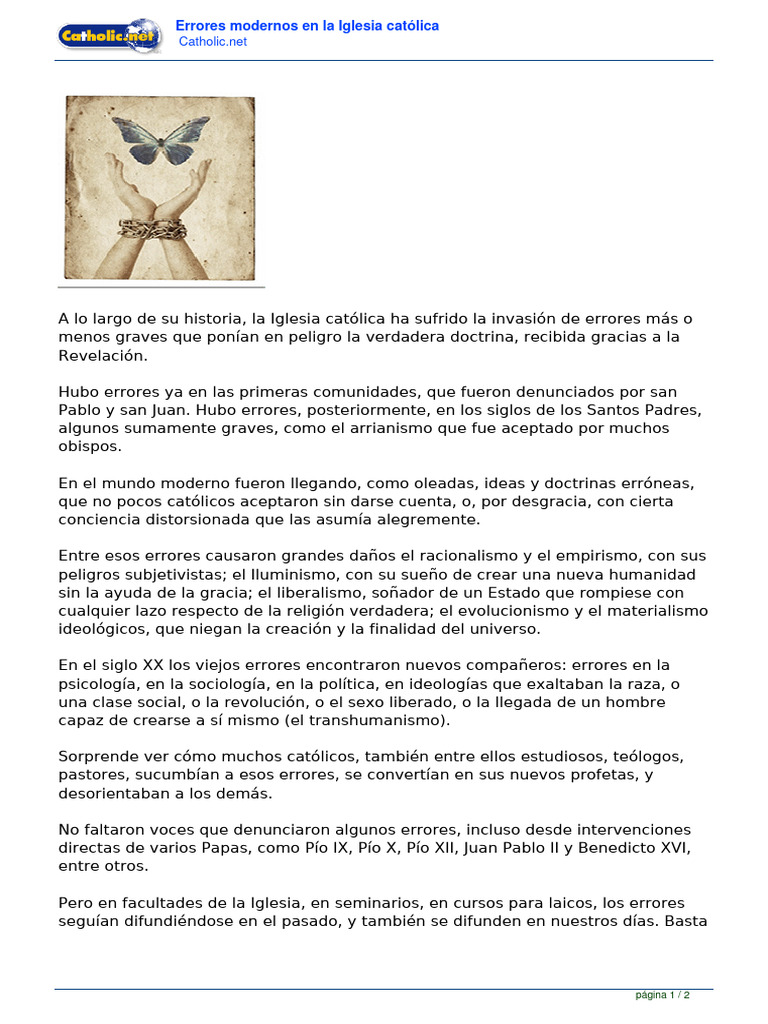 Errores Modernos en La Iglesia Catlica | PDF | Papa Benedicto Xvi ...
