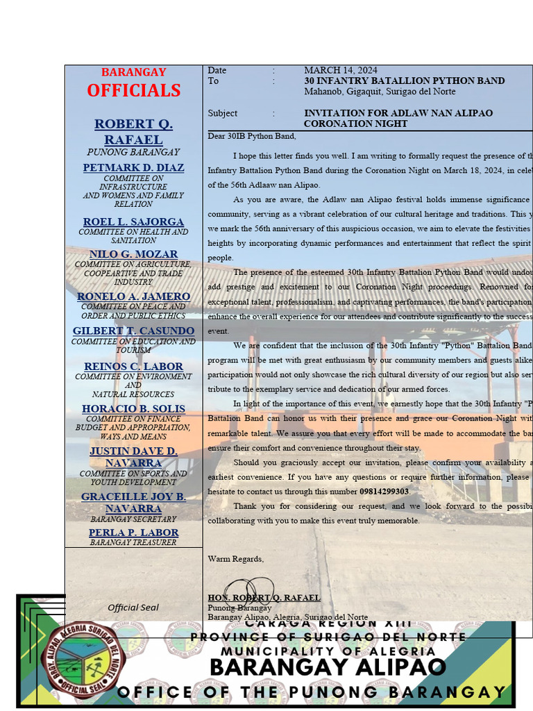 Invitation to 30IB Python Band | PDF