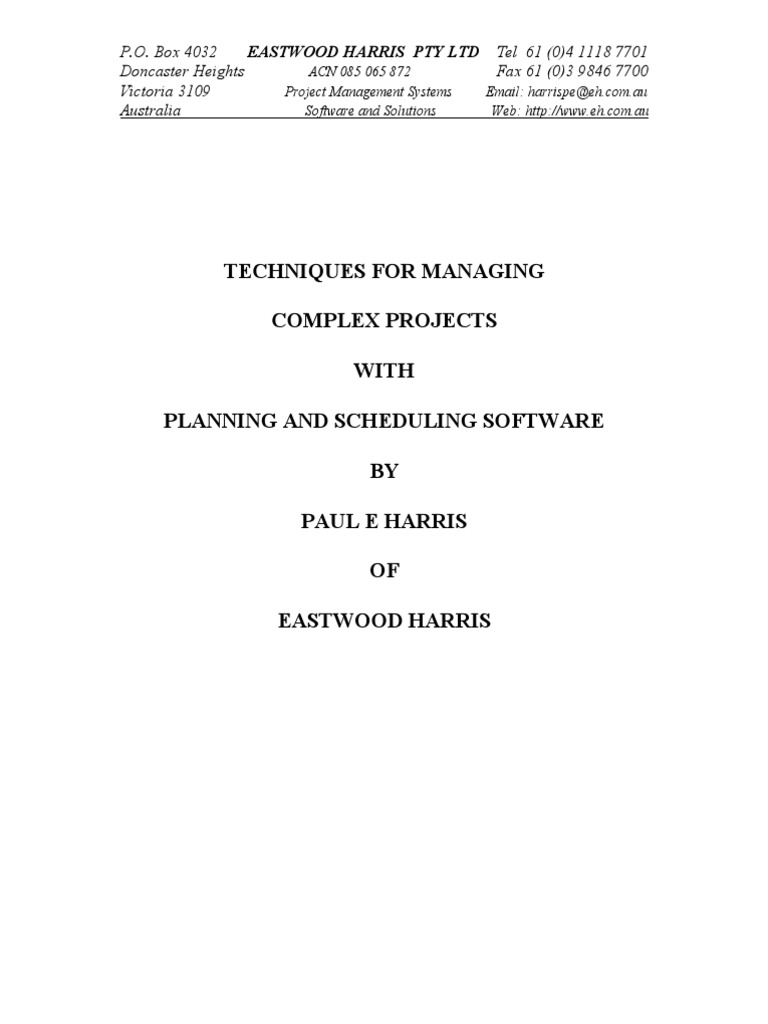 ICEC Techniques For Managing Complex Projects | PDF | Business | Computers