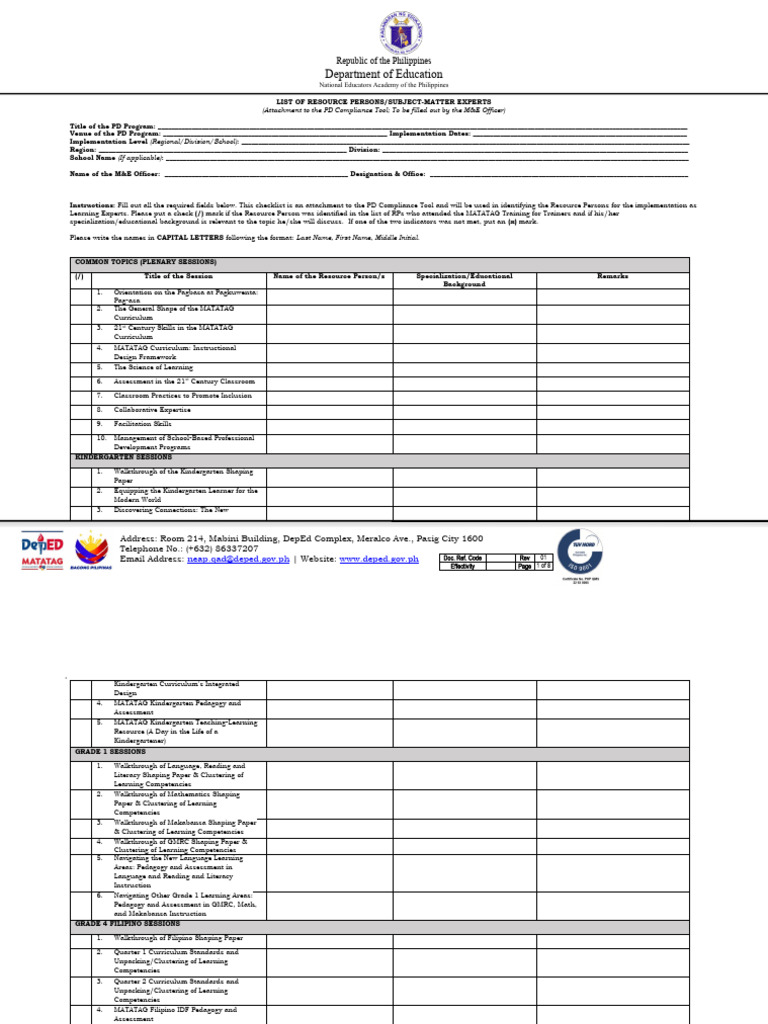 RP Checklist | PDF | Curriculum | Learning