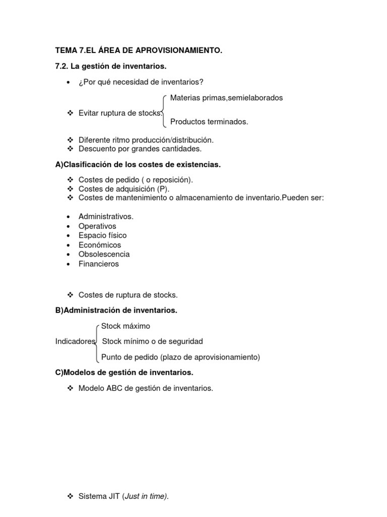 Gestión del Área de Aprovisionamiento | PDF