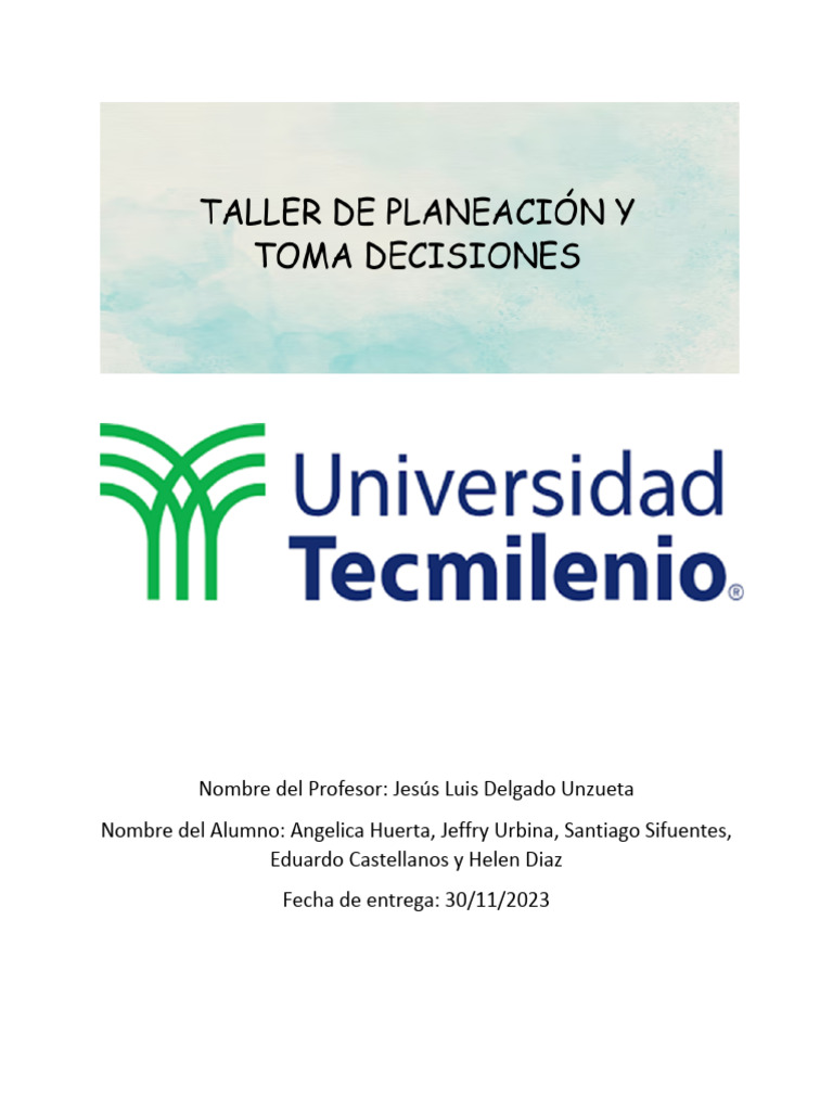 Actividad 15 Taller de Planeacion y Toma Decisiones | PDF | Simulación ...
