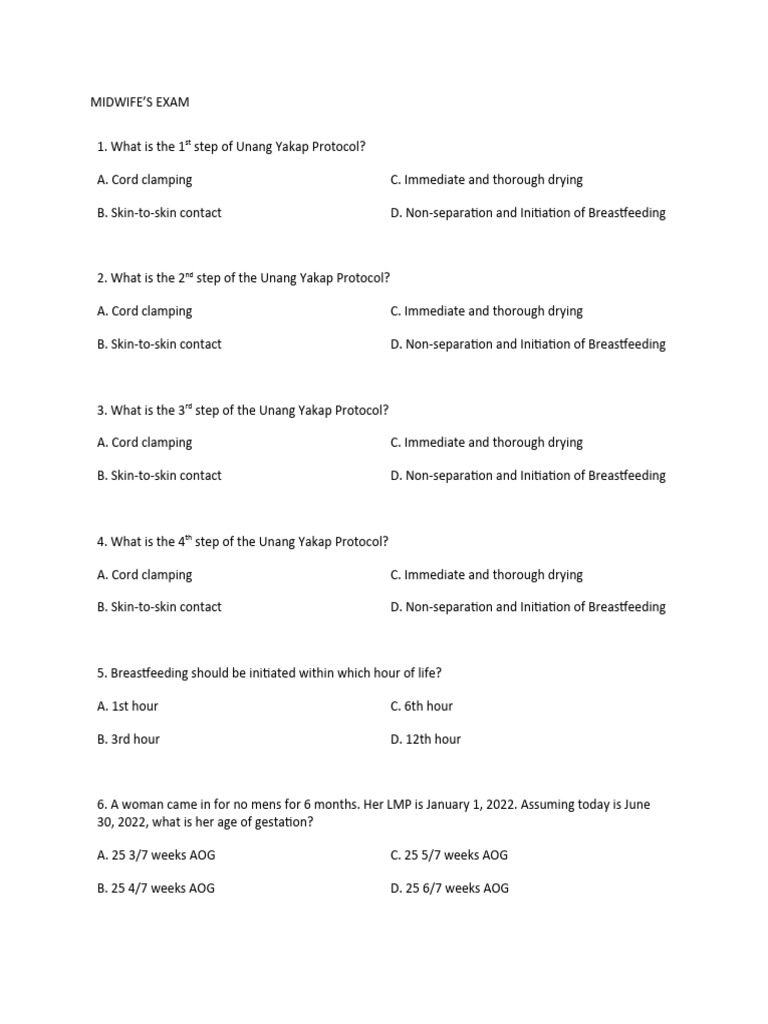 Midwife Exam 1 Pdf Breastfeeding Breast Milk
