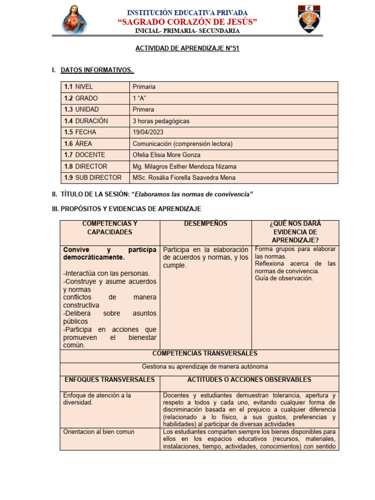 Normas de Convivencia en Primaria | PDF | Aprendizaje | Evaluación