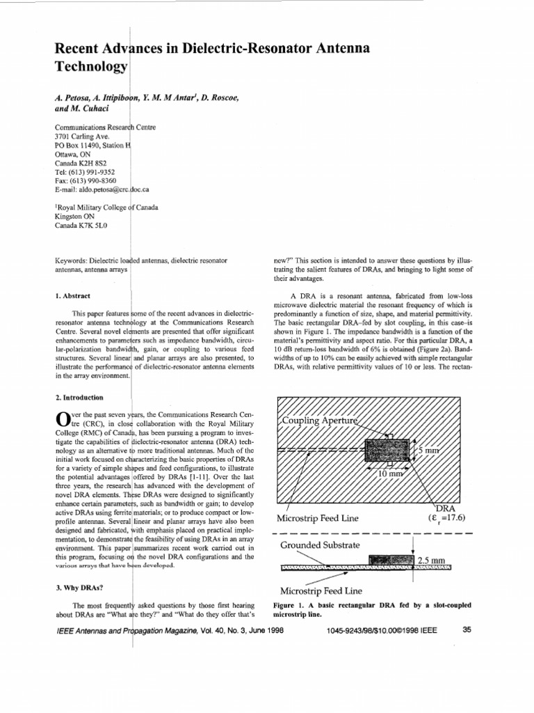 Advances in Dielectric Resonator Antennas | PDF | Antenna (Radio ...