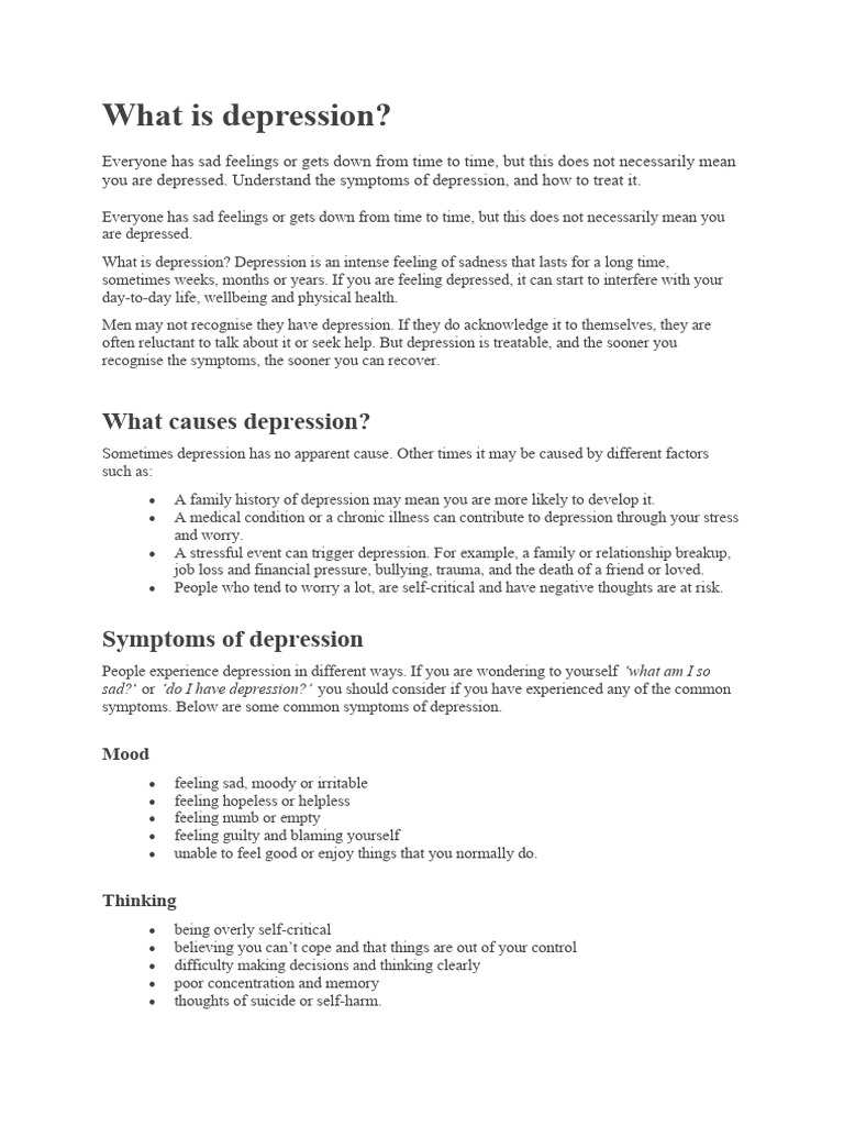 What Is Depression With Example