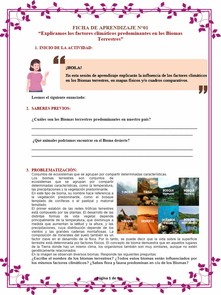 Ficha de Aprendizaje N°01 - 2do Grado | PDF | Suelo | Selva