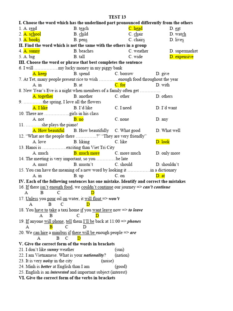 English Language Test Practice | PDF