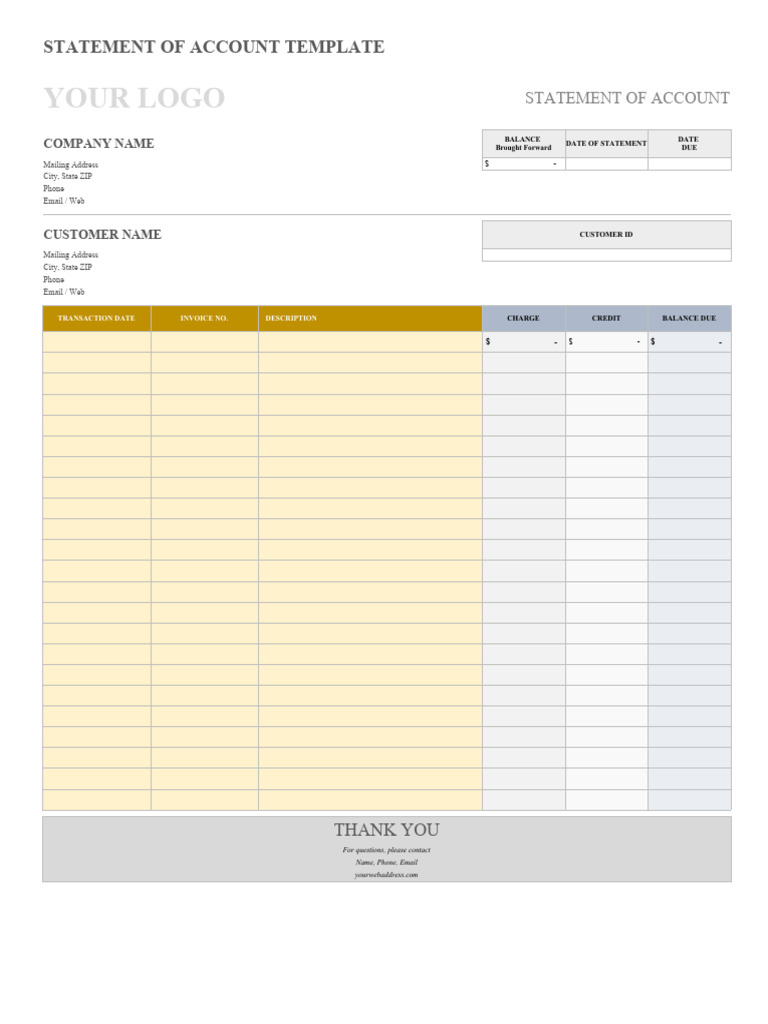 Statement of Account Template | PDF
